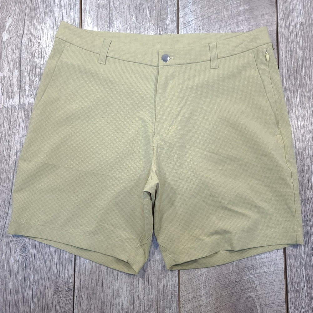 Lululemon Commission Shorts Mens 33 Green Textured Ventlight Golf Casual
